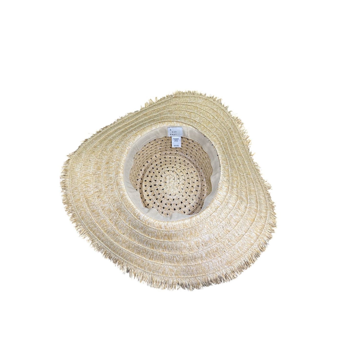 Wide-Brim Straw Sun Hat With Adjustable Fit & Fringe Detail By A New Day Natural L/XL 57-61cm