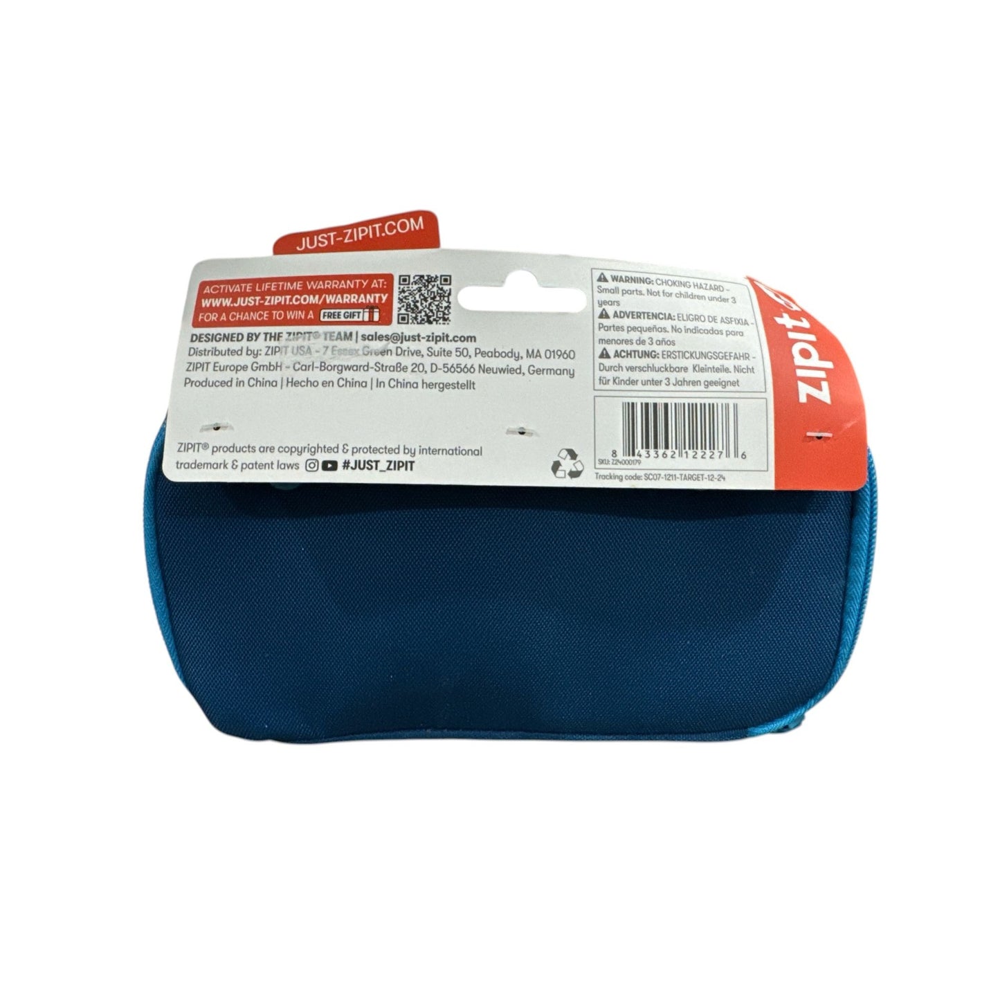 Zipit Half & Half Binder Pencil Case Football Design Blue & Clear Multiple Compartments Durable Unzip Your Mind