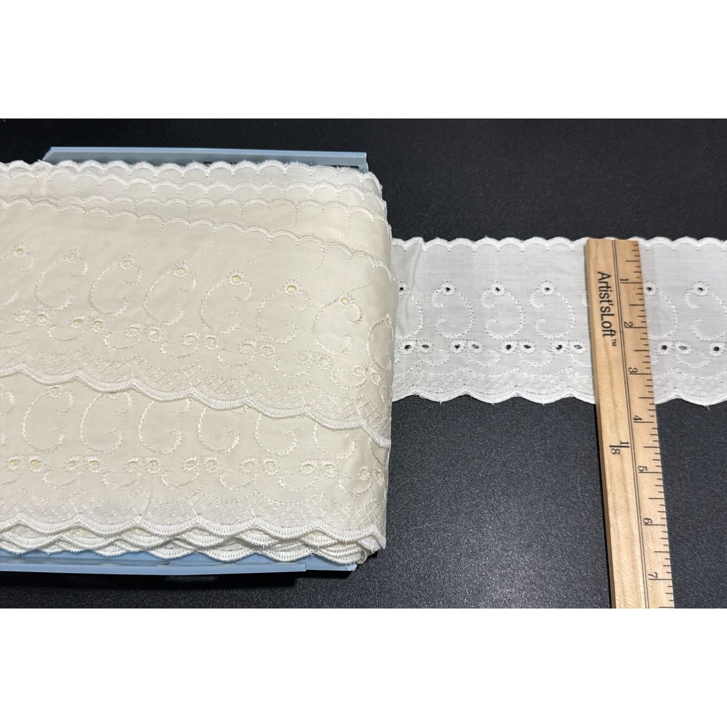 Ivory Embroidered Eyelet Lace Edge Trim 3.5 Inches Wide Sewing Craft Supplies