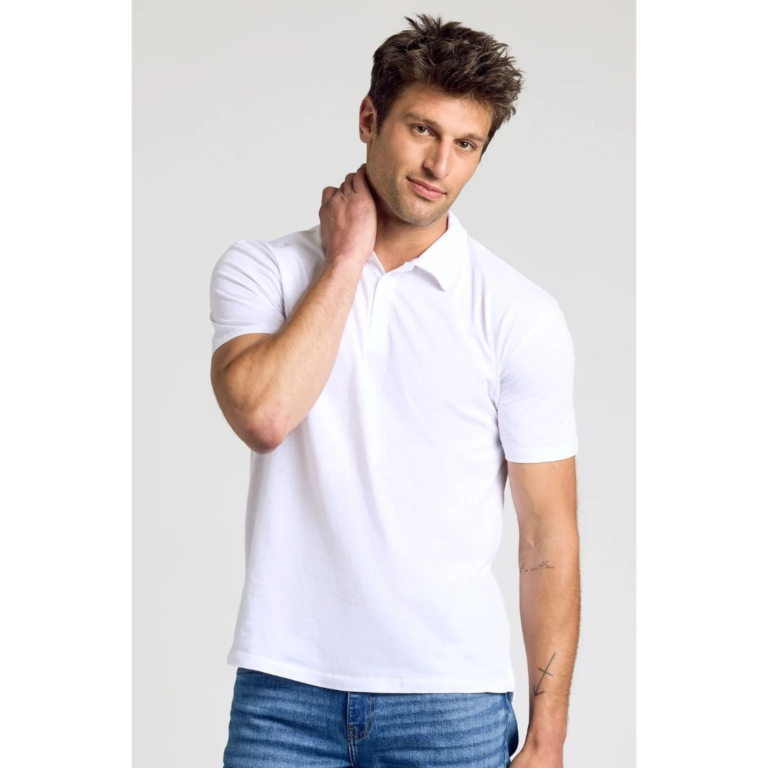 True Classic White Polo Shirt Mens Large Lightweight Performance Fit LARGE