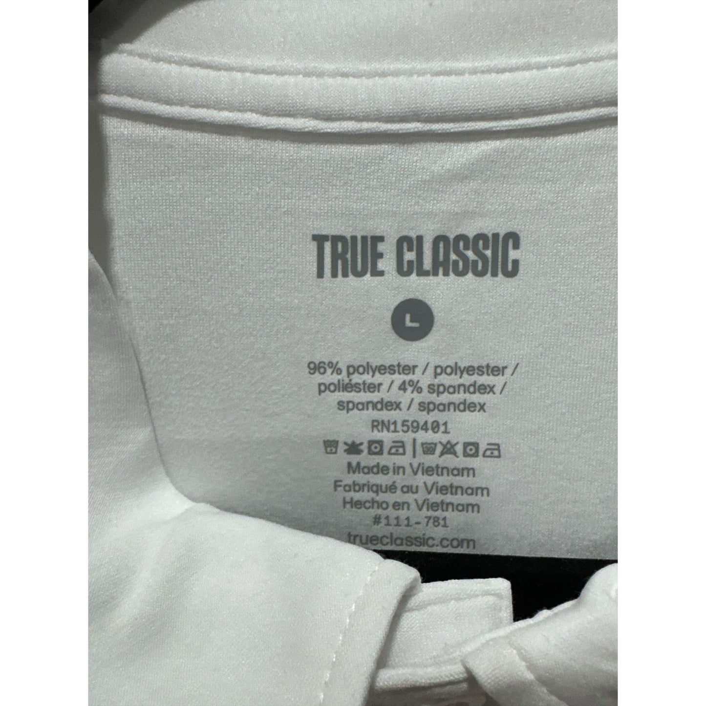 True Classic White Polo Shirt Mens Large Lightweight Performance Fit LARGE
