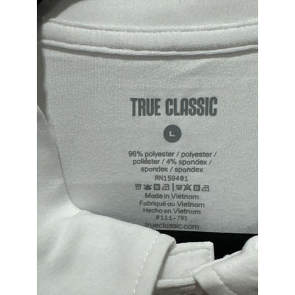 True Classic White Polo Shirt Mens Large Lightweight Performance Fit LARGE