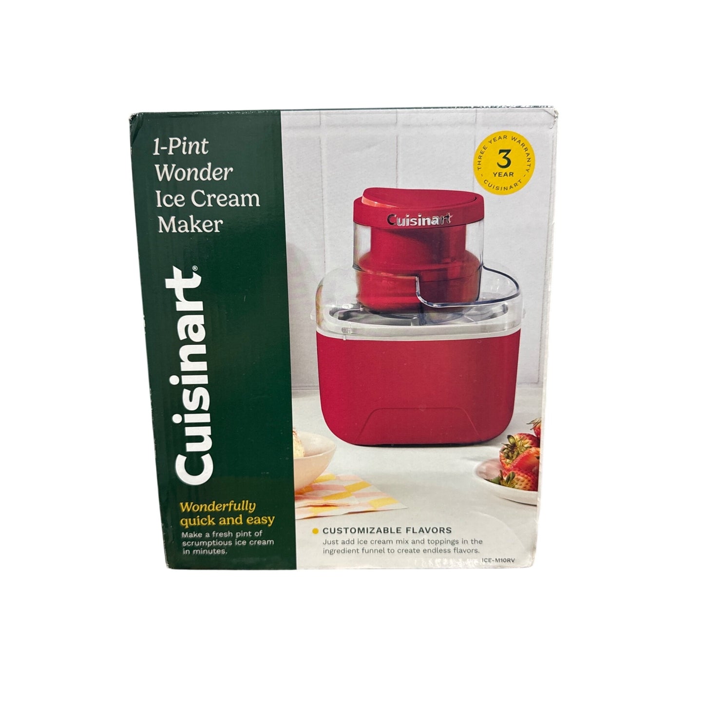 Cuisinart 1-Pint Wonder Ice Cream Maker Red Compact Customizable Flavors