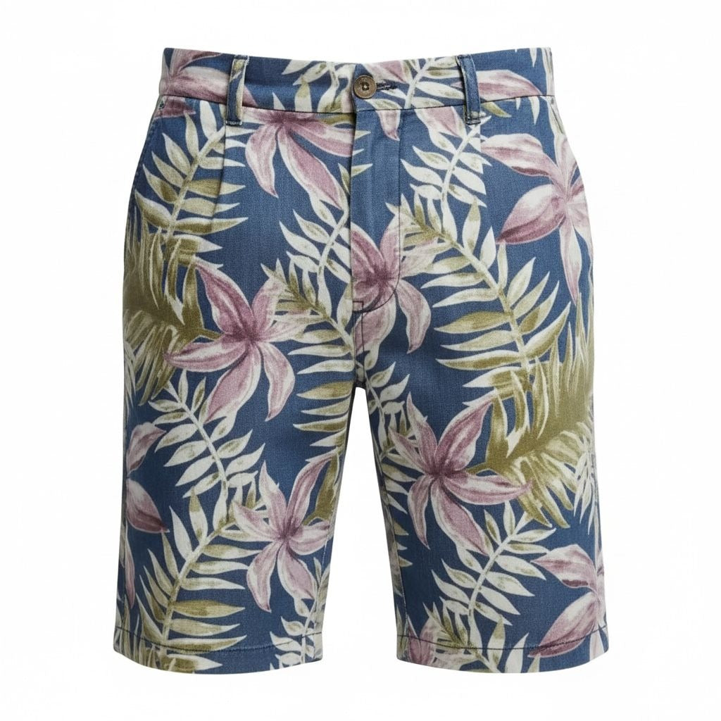 Scotch & Soda Men's Tropical Floral Print Shorts Casual Fit Cotton Blend Blue Pink Green 32