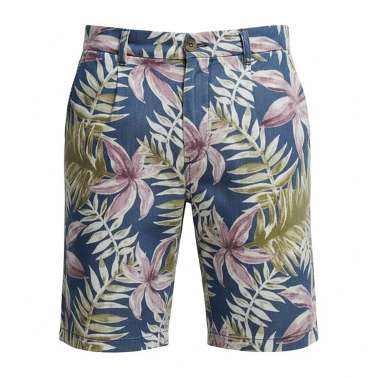 Scotch & Soda Men's Tropical Floral Print Shorts Casual Fit Cotton Blend Blue Pink Green 32