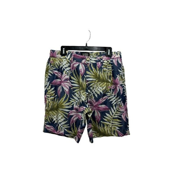 Scotch & Soda Men's Tropical Floral Print Shorts Casual Fit Cotton Blend Blue Pink Green 32