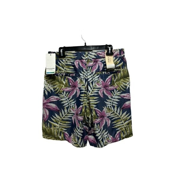 Scotch & Soda Men's Tropical Floral Print Shorts Casual Fit Cotton Blend Blue Pink Green 32