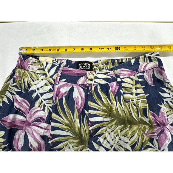 Scotch & Soda Men's Tropical Floral Print Shorts Casual Fit Cotton Blend Blue Pink Green 32