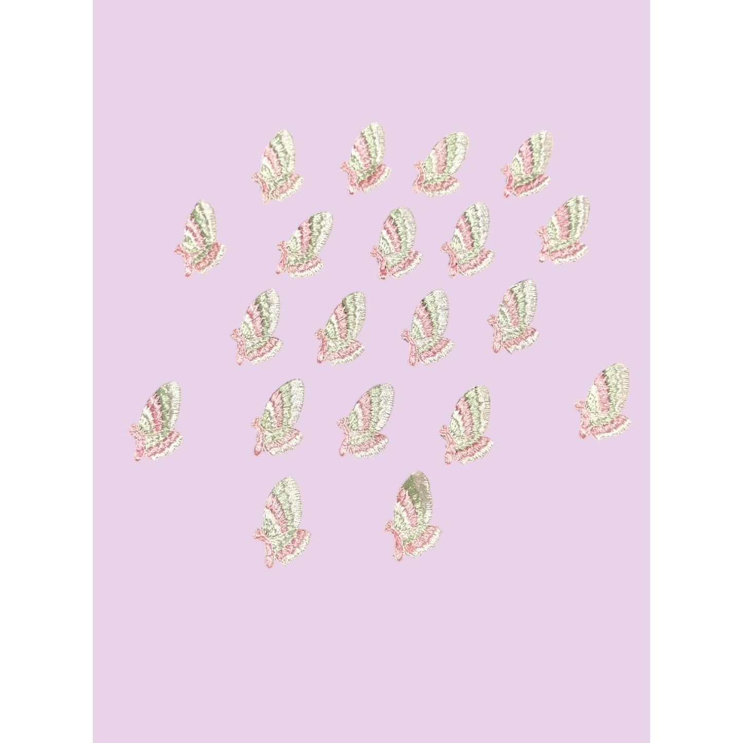 Embroidered Butterfly Applique Pink & Green Set Of 20 1-Inch Decorative Sew-On Patches For Crafts & DIY Projects