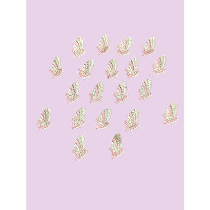 Embroidered Butterfly Applique Pink & Green Set Of 20 1-Inch Decorative Sew-On Patches For Crafts & DIY Projects