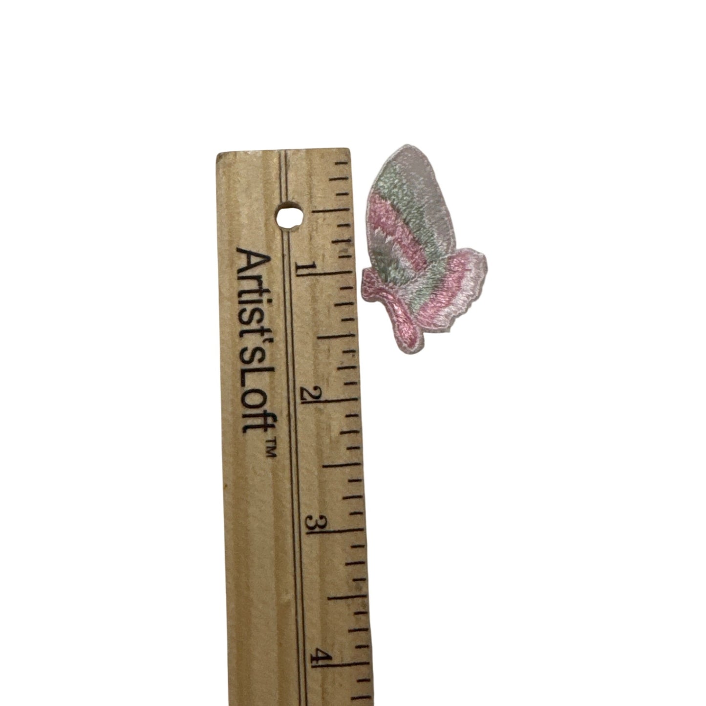 Embroidered Butterfly Applique Pink & Green Set Of 20 1-Inch Decorative Sew-On Patches For Crafts & DIY Projects