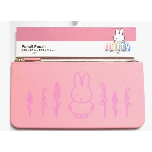 Miffy Pink Floral Pencil Pouch With Zipper Closure 8.75 X 4.5 Inches Durable Design