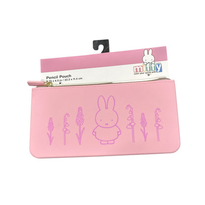 Miffy Pink Floral Pencil Pouch With Zipper Closure 8.75 X 4.5 Inches Durable Design