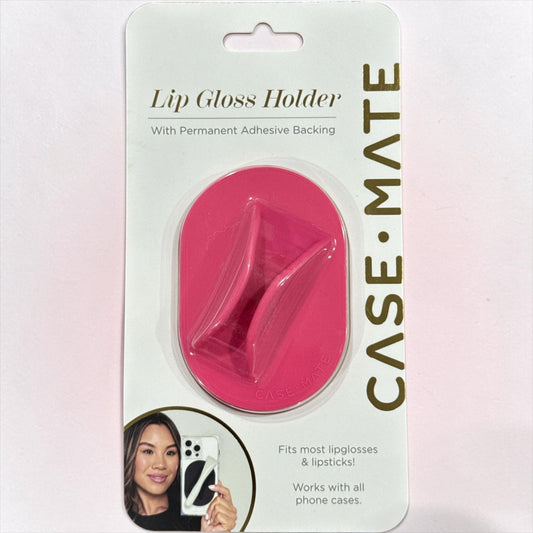 Lip Gloss Holder With Permanent Adhesive Backing By Case-Mate Pink Silicone Compatible With All Phone Cases