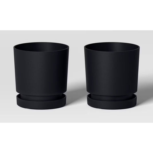 Set Of 4 Room Essentials 4-Inch Plastic Planter Pots In Black & White For Indoor/Outdoor Use