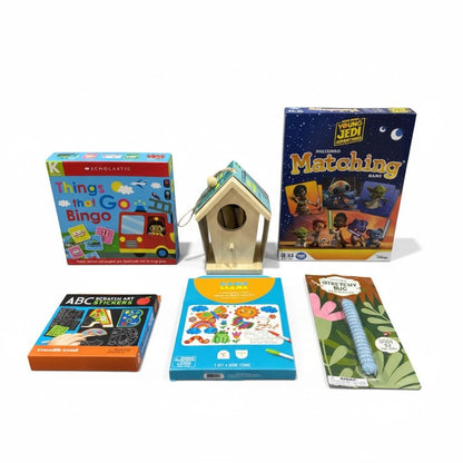 Star Wars Game, Scholastic Bingo, Stretchy Bug Toy, Mondo Llama Art Kit, Alphabet Scratch Stickers & Bird House
