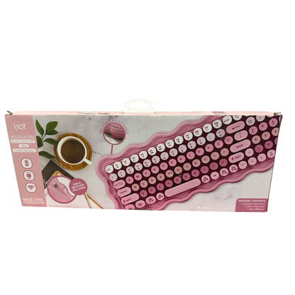 Pink Bundle Desk Essentials: Wireless Keyboard, Strawberry Mouse,  Heart Mouse Pad, Charging Cable & Magnetic Cord Bands