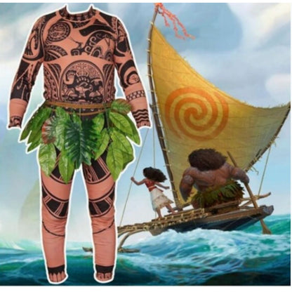 Maui Tattoo T-Shirt/Pants Halloween Cosplay Costume Adult Men XXL