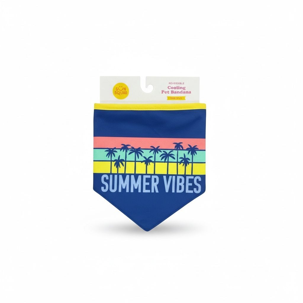Reversible Cooling Pet Bandana Summer Vibes Design One Size By Sun Squad