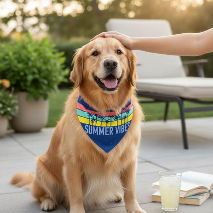 Reversible Cooling Pet Bandana Summer Vibes Design One Size By Sun Squad