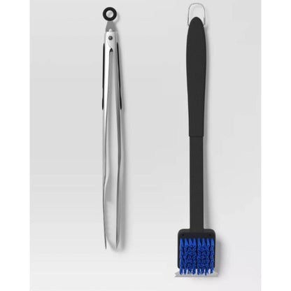 Room Essentials Grilling Tool Set With Turner/Tongs & Nylon Grill Brush 2-Piece BBQ Tool Kit