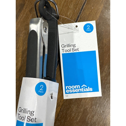 Room Essentials Grilling Tool Set With Turner/Tongs & Nylon Grill Brush 2-Piece BBQ Tool Kit