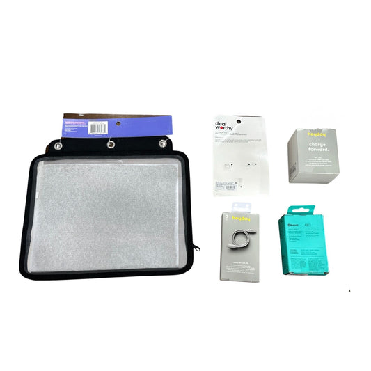 Assorted Electronics & Accessories Bundle: Tablet Pouch, Heyday Wall Charger, Charging Cables, Logitech Mouse, & Deal Worthy Cable