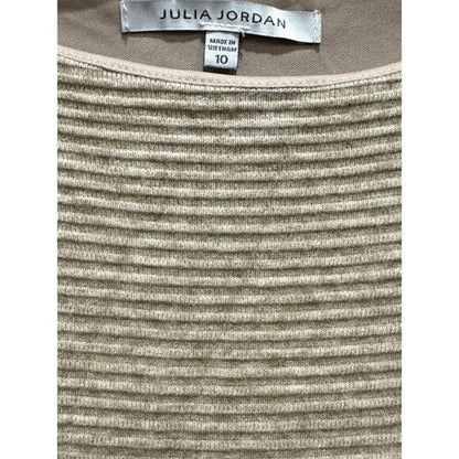 Julia Jordan Beige Puff Sleeve Knit Shift Dress Size 10 Rayon Blend Women's Casual Style