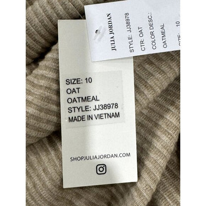 Julia Jordan Beige Puff Sleeve Knit Shift Dress Size 10 Rayon Blend Women's Casual Style