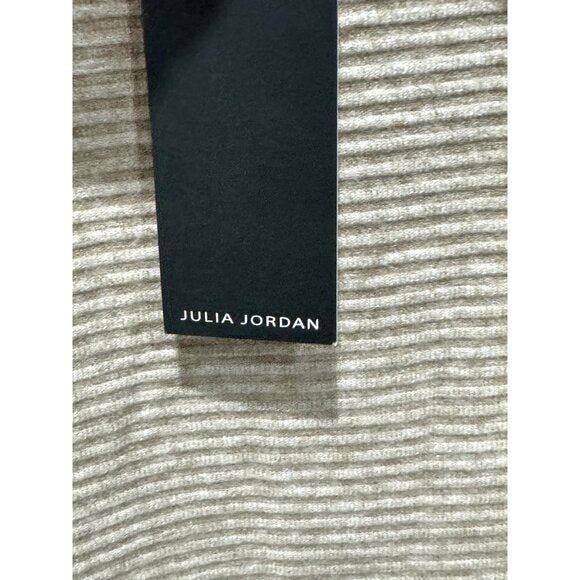 Julia Jordan Beige Puff Sleeve Knit Shift Dress Size 10 Rayon Blend Women's Casual Style