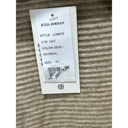 Julia Jordan Beige Puff Sleeve Knit Shift Dress Size 10 Rayon Blend Women's Casual Style