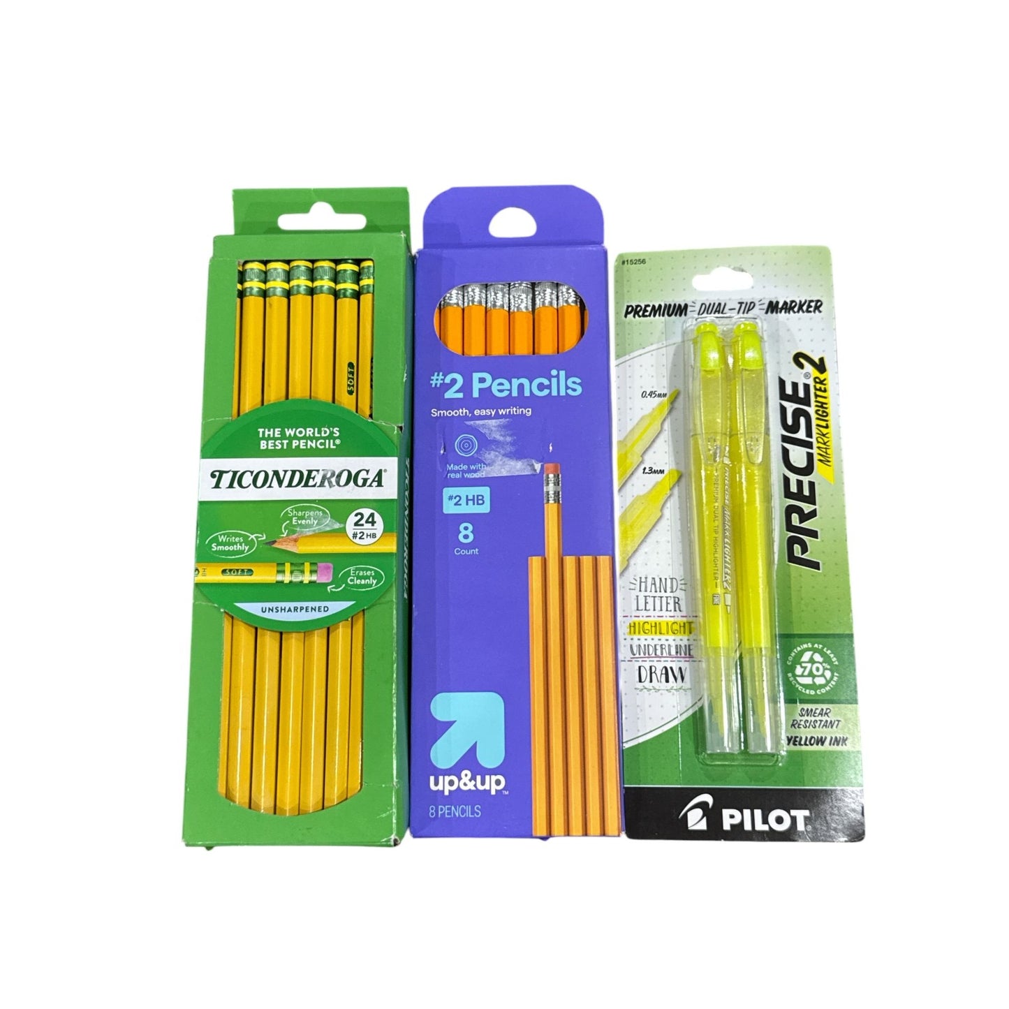 Set of 8 Back-To-School Supplies Bundle With Backpack, Pencils, Erasers, Ruler, Highlighters & Accessories Pouch