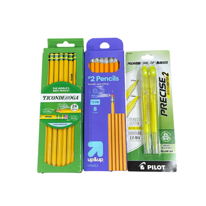 Set of 8 Back-To-School Supplies Bundle With Backpack, Pencils, Erasers, Ruler, Highlighters & Accessories Pouch