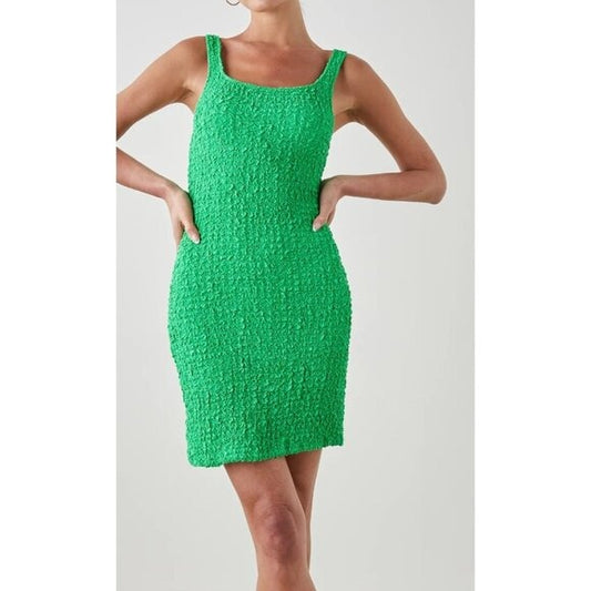 Rails Julie Clover Green Textured Sleeveless Mini Dress Size M