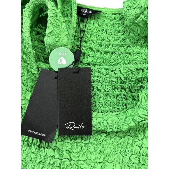 Rails Julie Clover Green Textured Sleeveless Mini Dress Size M