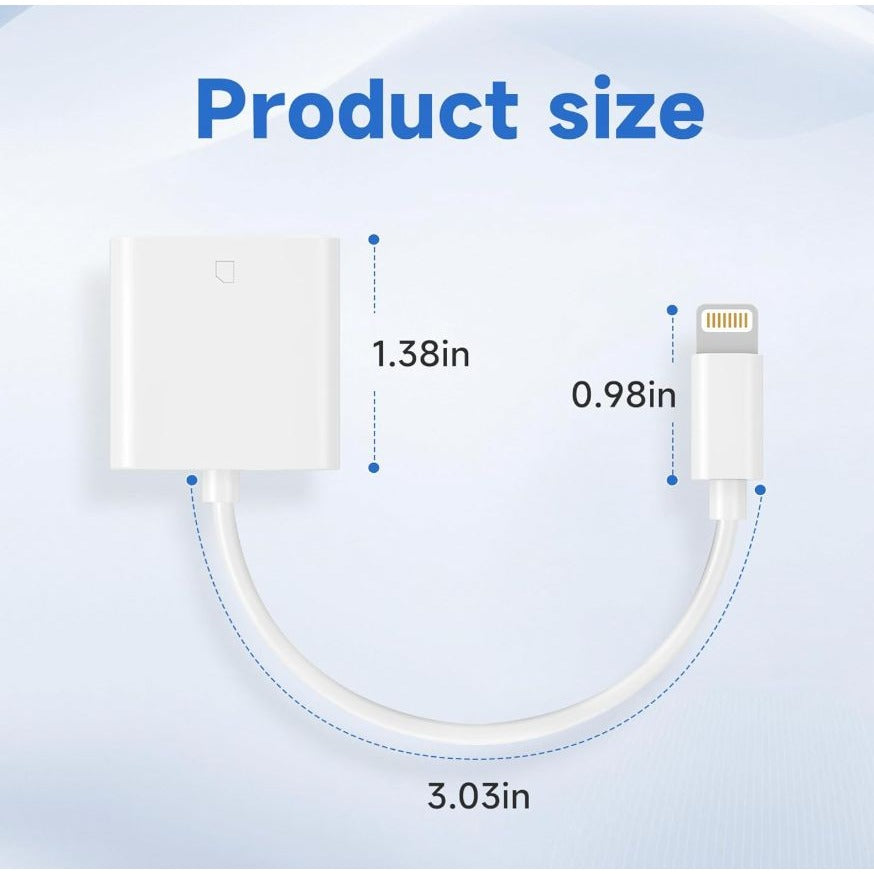 Lightning To SD Card Reader For iPhone/iPad - Plug & Play High-Speed Transfer Compatible With SD/SDHC/SDXC Memory Cards