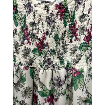 Steve Madden Floral Smocked Long-Sleeve Mini Dress Size M 100% Polyester