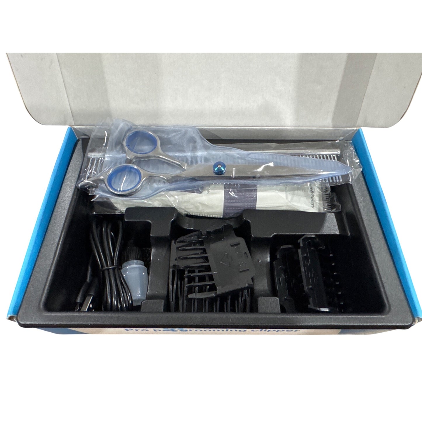 Pro Pet Grooming Clipper Kit For Dogs & Cats Cordless & Quiet Includes Scissors, Comb & Attachments