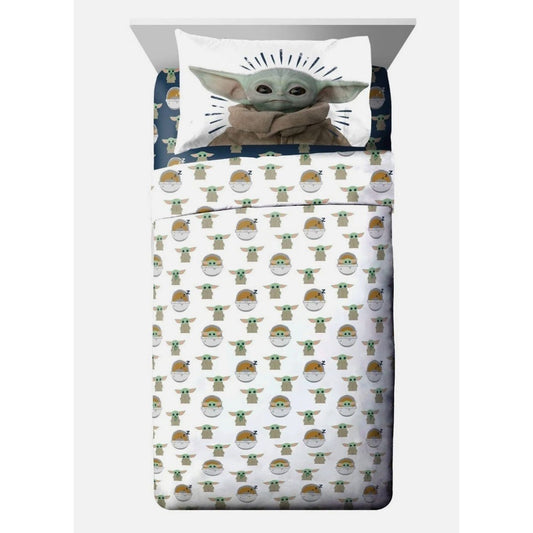 Star Wars Mandalorian 4-Piece Full Sheet Set Microfiber Baby Yoda Design