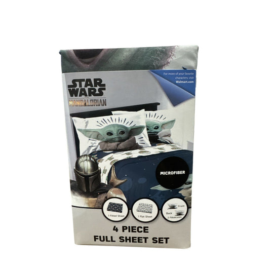 Star Wars Mandalorian 4-Piece Full Sheet Set Microfiber Baby Yoda Design