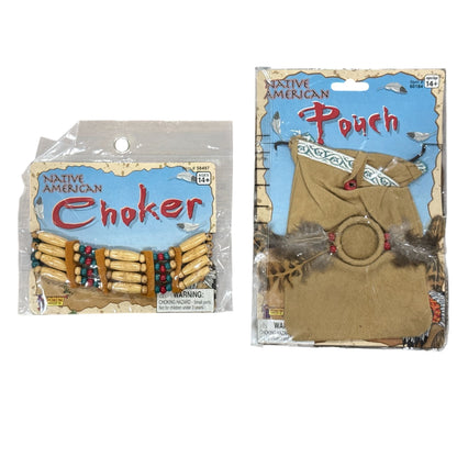 Native American Style Pouch & Choker Costume Accessories Set For Ages 14+