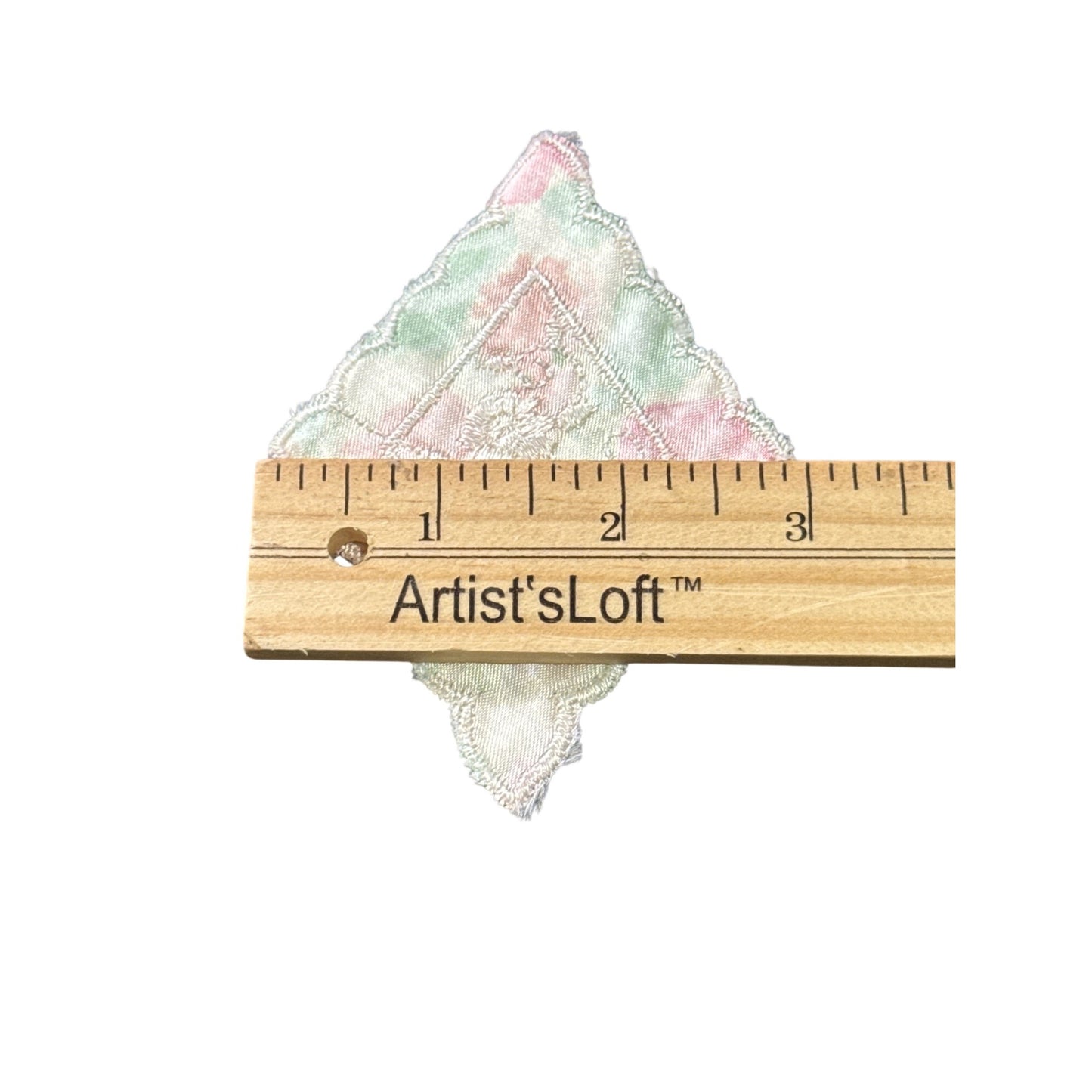Handmade Pastel Lace Embroidered Satin Patches Set Of 4 Floral Scallop Edges 3.5"