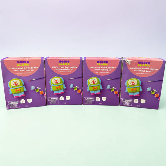 Mondo Llama Create-Your-Own Squishy Astronaut Dog Kit With Paint & Brush Included - Set Of 4
