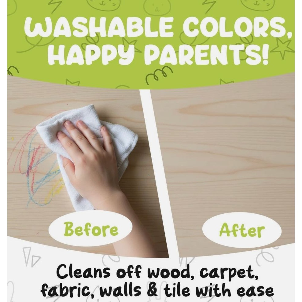 Set of 2 Tiny Geeks Palm Egg Crayons 12 Colors Non-Toxic For Toddlers & Kids Easy Grip Art Set