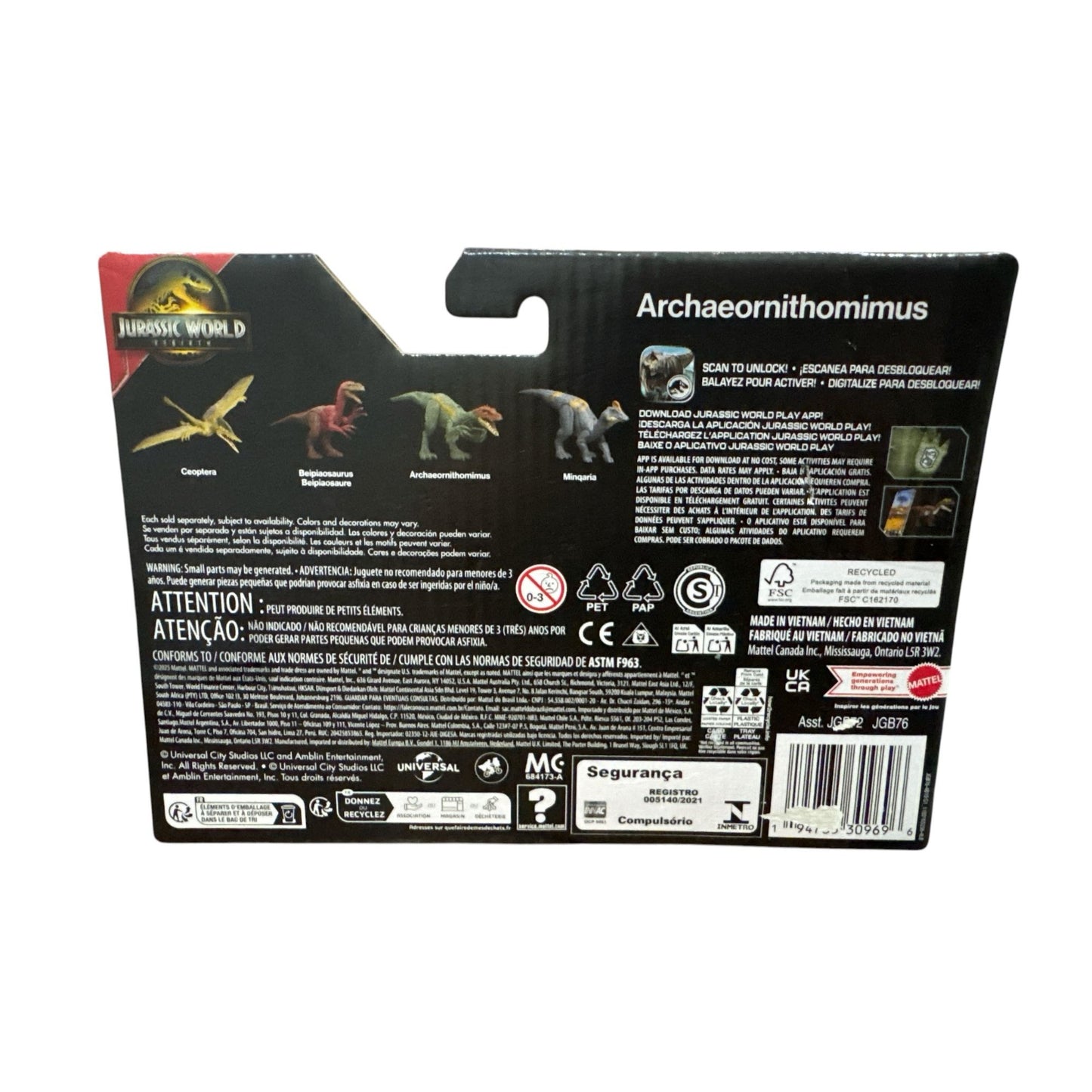 Jurassic World Frenzy Pack Archaeornithomimus Dinosaur Figure Toy Collectible For Ages 4+ By Mattel
