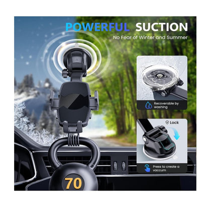 Car Phone Holder Mount With 360° Rotating Arm & Powerful Suction For Dashboard & Air Vent Compatible With 4"-7" Phones