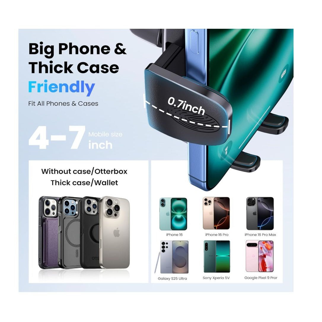 Car Phone Holder Mount With 360° Rotating Arm & Powerful Suction For Dashboard & Air Vent Compatible With 4"-7" Phones