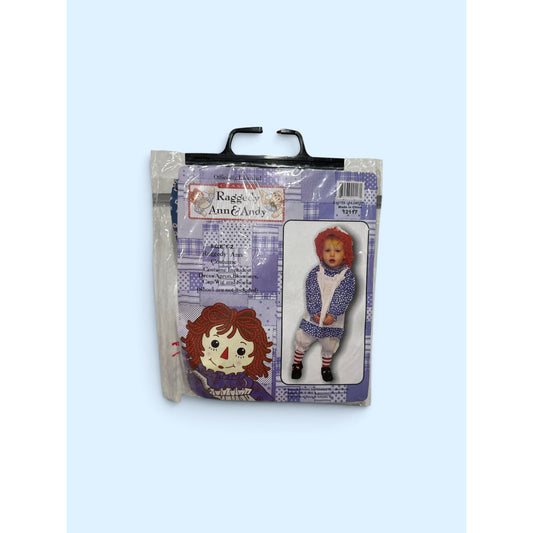 Raggedy Ann & Andy Toddler Costume Size 1-2 Dress, Apron, Bloomers, Cap, Wig, and Socks Classic Design