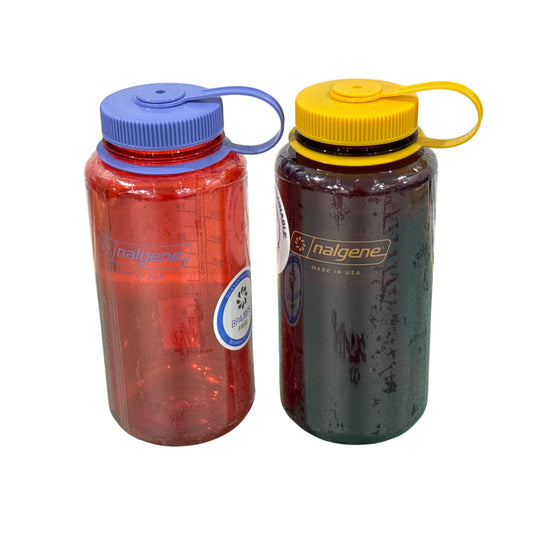 Nalgene Set of 2 Wide Mouth Water Bottles Bpa Free 32oz Outdoor Hiking (Marmalade & Laker)