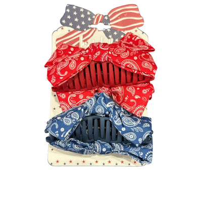 Patriotic Gift Set Bundle With Tote, Teddy Bear Mug, Puzzle, Candles, Towels, Hair Clips, Ribbon Bow & Shell Plates